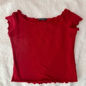 Brandy Melville Red Ruffle Top